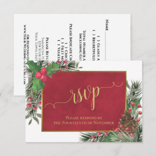 Ruw aalbes en dennen Kerstfeest- of trouwlocatie RSVP Kaartje