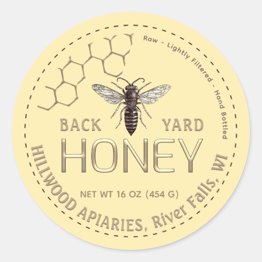 Ruw achterkant honingbijen ronde sticker (Voorkant)