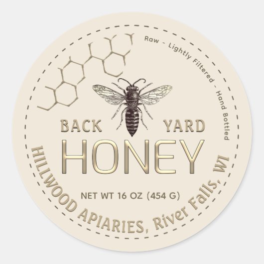 Ruw achterkant honingbijen ronde sticker (Voorkant)