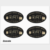 Ruw achtertuin Hives Gold Embossed Text Honey Labe Ovale Sticker (Vel)