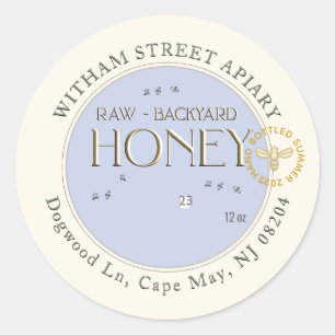 Ruw achtertuin honingbijen met bijen en datum ronde sticker