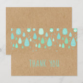 Ruw Ambacht Lichtgroene Regendruppels Schuingeschr Bedankkaart (Voorkant / Achterkant)