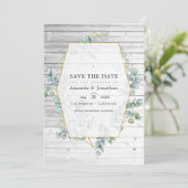Ruw aquarel Eucalyptus Geometrische Trouwdag Save The Date (Staand voorkant)