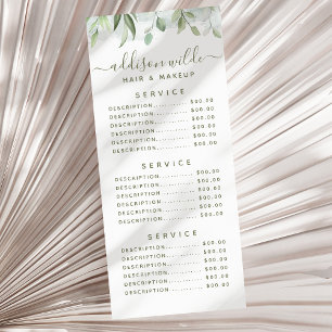 Ruw aquarel groen bloemenservice Prijs Reclamekaart