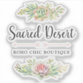 Ruw aquarel vetplant cactus woestijn logo sticker (Voorkant)