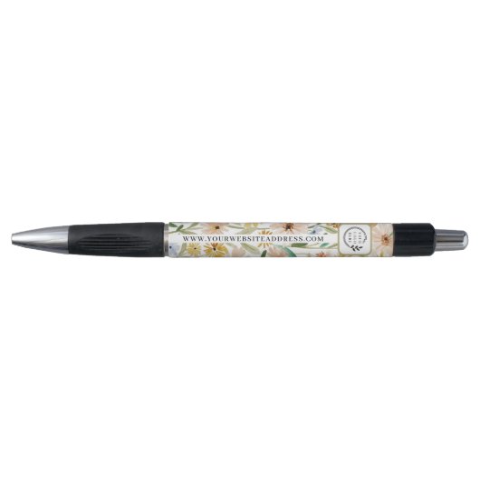 Ruw aquarel wilde bloemen voeg logo bedrijf toe pen (Voorkant)
