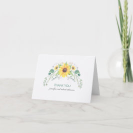 Ruw aquarel zonnebloemen trouw bruiloft bedankt