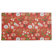 Ruw Bamboe Bloemen Vlinder Shamrocks in Rood Kussensloop (Voorkant-Rechts)