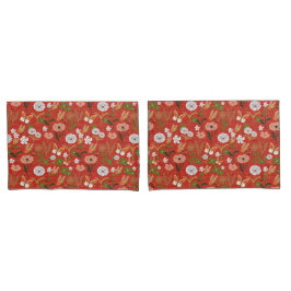 Ruw Bamboe Bloemen Vlinder Shamrocks in Rood Kussensloop