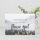 Ruw Bergdennen Bloemenmeisje Aanzoekkaart (Staand voorkant)