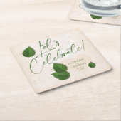 Ruw berkenbast gesneden hart met bladeren kartonnen onderzetters (Schuin)