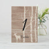 Ruw berkenbomen en herten trouwtafel nummer kaart (Staand voorkant)