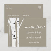 Ruw berkenboom gesneden hart save datum ansichtkaa aankondigingskaart (Voorkant / Achterkant)