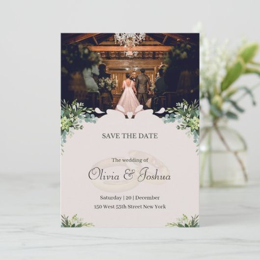 Ruw Binnen Trouwen Bewaar de Datum Kaart (Staand voorkant)