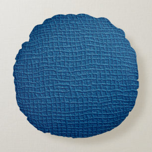 Ruw blauw leder rond kussen