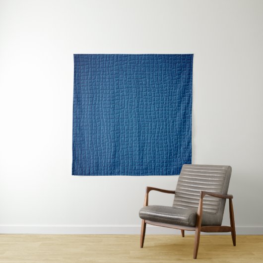 Ruw blauw leder wandkleed (In Situ (horizontaal))
