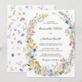 Ruw Bloemen Bruiloft Template Kaart (Voorkant / Achterkant)