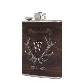 Ruw bruin gewei monogram gegraveerd bruidsjonker c heupfles (Links)