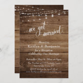 Ruw bruin hout met lichten, alleen bruiloftsrecept kaart (Voorkant / Achterkant)