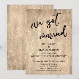 Ruw bruin hout We zijn getrouwd Trouwreceptie Kaart