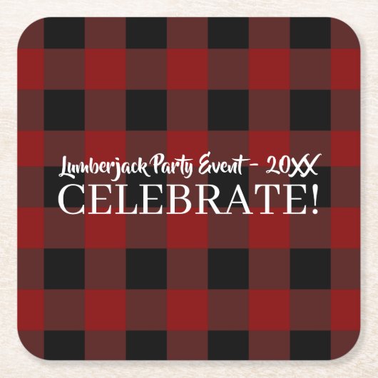 Ruw Buffalo Plaid Aangepaste Feestelijke Gebeurten Kartonnen Onderzetters (Voorkant)