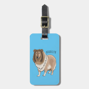 Ruw collie cartoon illustratie bagagelabel