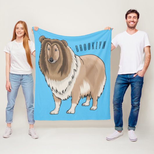 Ruw collie cartoon illustratie fleece deken (In situ)