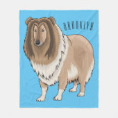 Ruw collie cartoon illustratie fleece deken (Voorkant)
