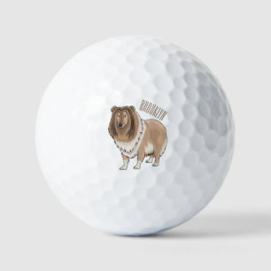 Ruw collie cartoon illustratie golfballen
