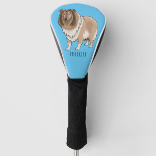 Ruw collie cartoon illustratie golfheadcover