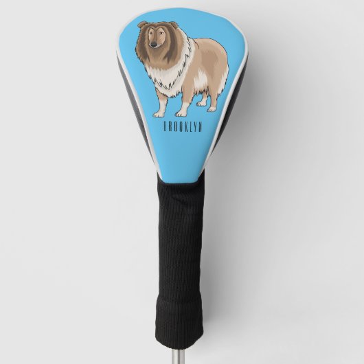 Ruw collie cartoon illustratie golfheadcover (Voorkant)
