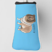 Ruw collie cartoon illustratie golfheadcover (Draai 90)