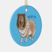 Ruw collie cartoon illustratie keramisch ornament (Rechts)