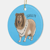 Ruw collie cartoon illustratie keramisch ornament (Links)