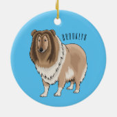 Ruw collie cartoon illustratie keramisch ornament (Achterkant)