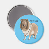Ruw collie cartoon illustratie magneet (Voorkant / Achterkant)