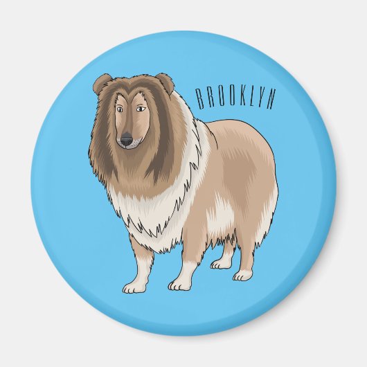 Ruw collie cartoon illustratie magneet (Voorkant)