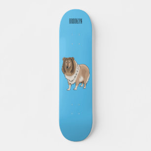 Ruw collie cartoon illustratie persoonlijk skateboard