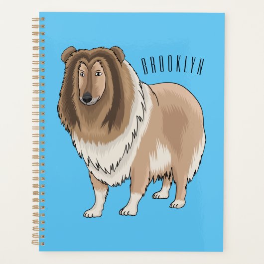 Ruw collie cartoon illustratie planner (Voorkant)