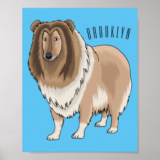 Ruw collie cartoon illustratie poster (Voorkant)