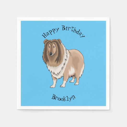 Ruw collie cartoon illustratie servet (Voorkant)