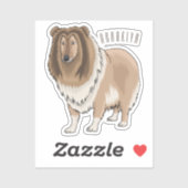 Ruw collie cartoon illustratie sticker (Vel)