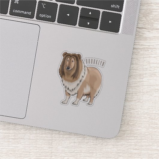 Ruw collie cartoon illustratie sticker (Detail)
