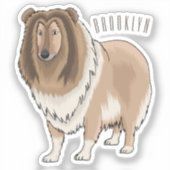 Ruw collie cartoon illustratie sticker (Voorkant)