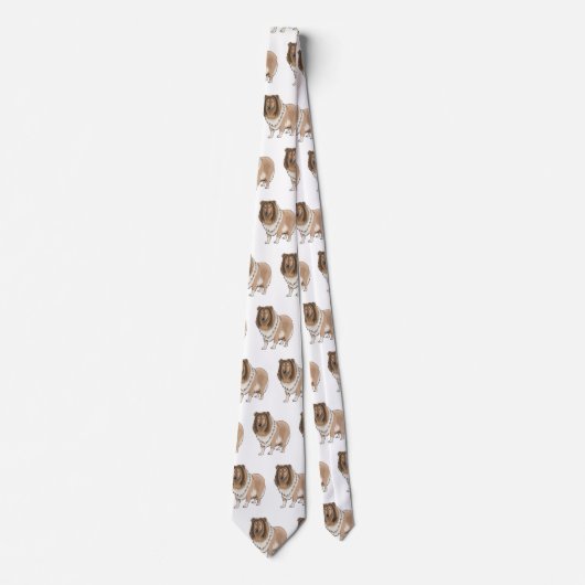Ruw collie cartoon illustratie stropdas (Voorkant)