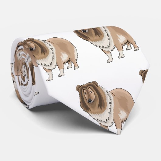 Ruw collie cartoon illustratie stropdas (Opgerold)