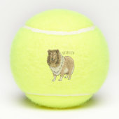 Ruw collie cartoon illustratie tennisballen (Achterkant)