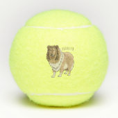 Ruw collie cartoon illustratie tennisballen (Voorkant)