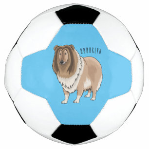 Ruw collie cartoon illustratie voetbal