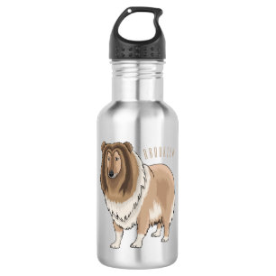Ruw collie cartoon illustratie waterfles 